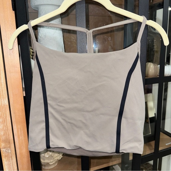 Abercrombie YPB sports bra tank top long line racerback padded taupe seamless - Picture 5 of 8